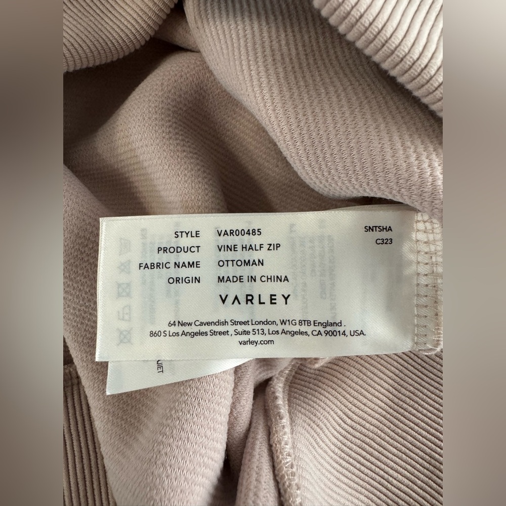 Varley Vine Half Zip Ribbed Pullover Sweatshirt in Mushroom Size XS Oversized - Picture 13 of 15
